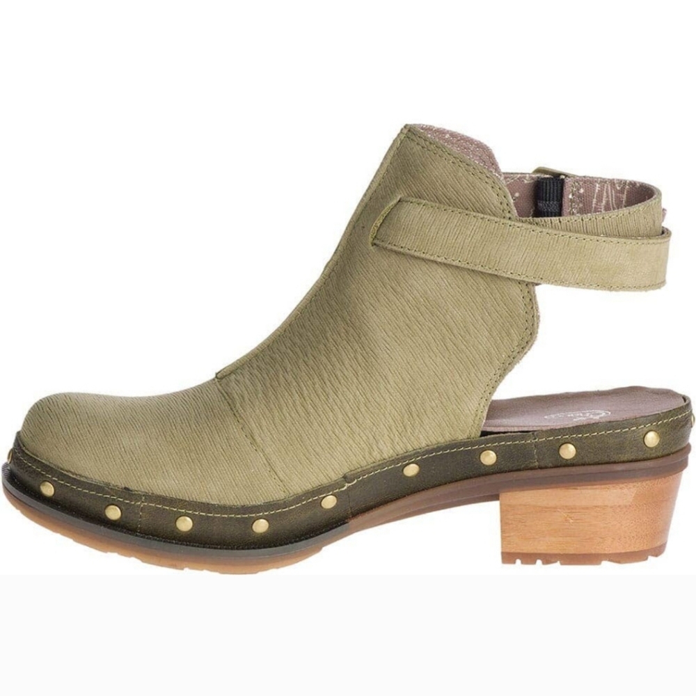 NWT Chaco Cataluna Clog 7 Ankle Straps Waterproof Leather Olive Green Mules Boot - Picture 2 of 7